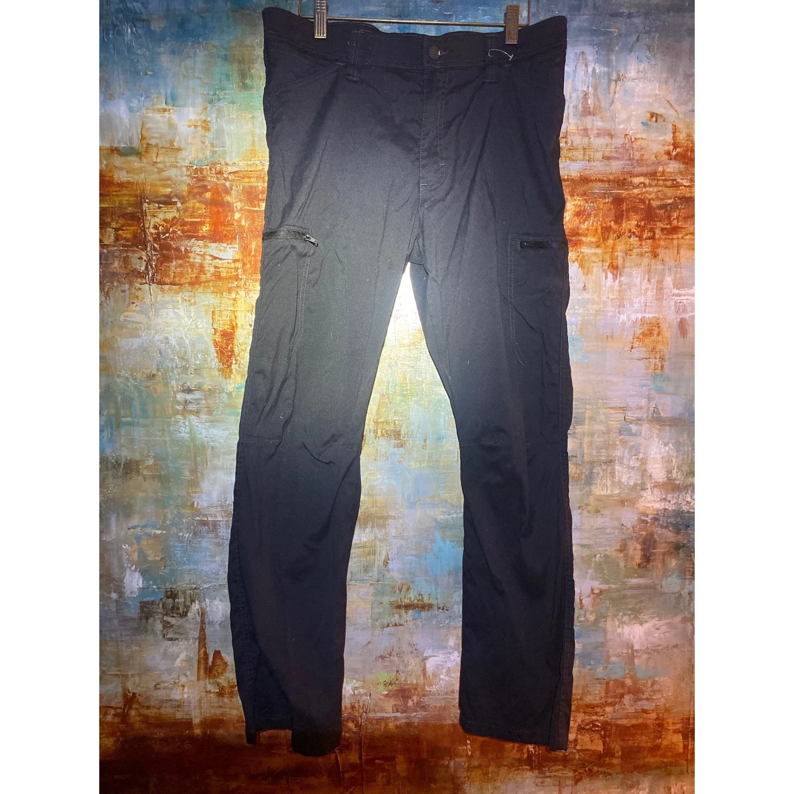 Mountain Khakis Mens Black Technical Cargo Pants Straight Leg Outdoor Hiking 34