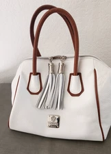 I Medici Firenze White Leather Satchel Handbag Purse Italy Great Condition