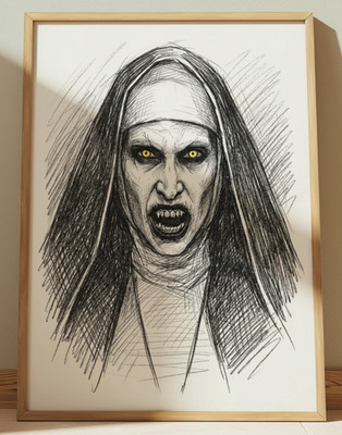THE NUN VALAK HORROR MOVIE DRAWING PRINT SKETCH 8'' x 10'' HORROR PRINT WALL ART