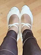 Trampolinschuhe weiß Stretch Turnschläppche...