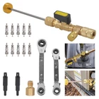 Valve Core Remover Installer Tool & HVAC Service Wrench Set with Hex Bit Adapter