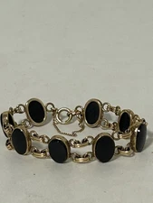 Vintage AMCO 1/20 GF Black Onyx Gold Filled Link Bracelet
