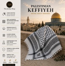 Authentic Palestinian Keffiyeh Handmade 100 Cotton Scarf Traditional Shawl TJS