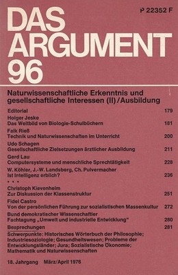 Das ARGUMENT 96 - Naturwissenschaftliche Erkenntnis und gesellschaftliche Intere