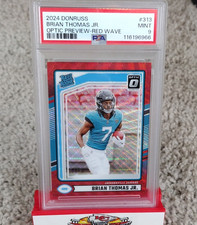 Panini Donruss Rated Rookie Brian Thomas Jr. #313 Red Wave Prizm PSA 9 Jaguars