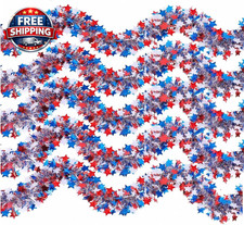 Patriotic Tinsel Garland 4Th of July Decorations - 5 Pack 32.8FT Red White Blue
