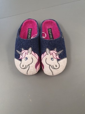 SUPERSOFT Einhorn Kinder Hausschuh Clog Gr 30, TopFussbett zb.Für Kindergarten