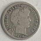 1898 Barber Dime, Better Date silver detail