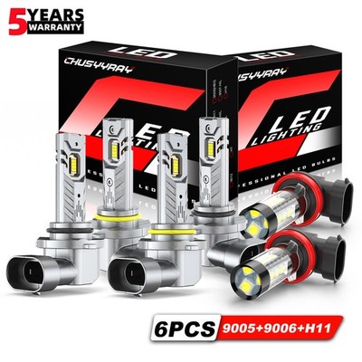 For Mitsubishi Lancer 2008-2015 LED Headlight High Low Fog Light Bulbs 6000K Kit