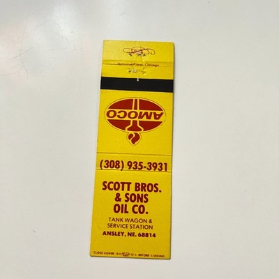 Scott Bros & Sons Oil Co Tank Wagon Ansley NE Vintage Matchbook Cover TMB57-6