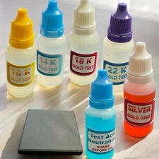 Gold Silver Tester Kit for Jewelry 10K 14K 18K 22K Silver Neutralizer Stone