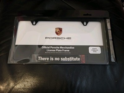 PORSCHE AUTHENTIC  THERE IS NO SUBSTITUTE  LICENSE PLATE FRAME BLACK  NLA