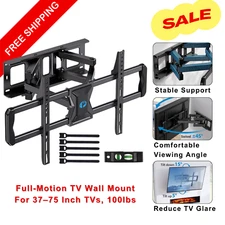 Full-Motion TV Wall Mount for 37–75 Inch TVs, Swivel, Tilt, Extension, 100lbs