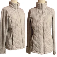 Kyodan Outdoor Full Zip Sweatshirt, Gray W/ Quilted Body, Size S/P, EUC