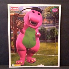 Vintage 1996 PLAYSKOOL BARNEY Wooden Tray Puzzle 324-02 "Baseball" 9 Pieces