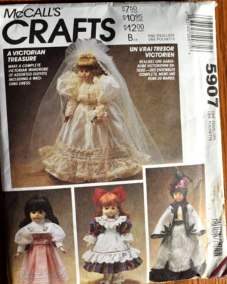 MCCALLS PATTERN 5907 DRESS CAPE  SKIRT 13/14'' & 16'' DOLLS  PARTIALLY CUT