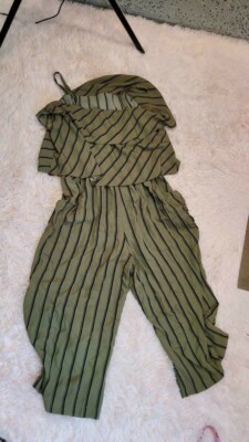 MELLODAY MGreen 100% Polyester Scoop Neck Pullover Short Sleeves Jumpsuit 