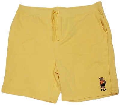 Polo Ralph Lauren Big & Tall Beach Fleece Shorts Yellow Teddy Bear Size 2XB NWT