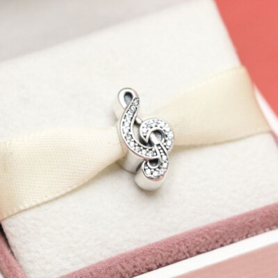 New Authentic Pandora CZ's Sweet Music Treble Clef Note Charm 791381CZ