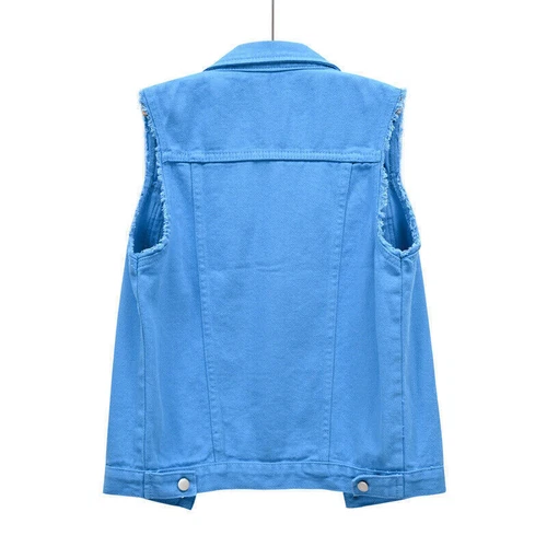 Stretch Cotton Denim Waistcoat Jacket Unisex Jean Gilet Sleeveless Jacket 2024@ - Picture 11 of 22