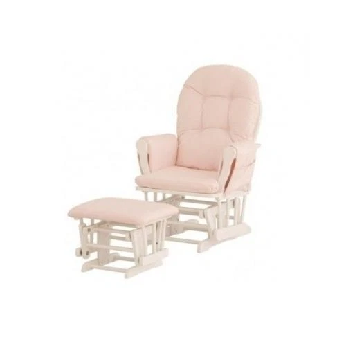 Balancín para bebé planeador mecedora infantil y taburete otomano de enfermería rosa blanco  Foto 2 de 4
