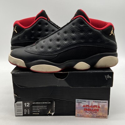 Size 12 Air Jordan 13 Retro Low Bred Black Red White Leather