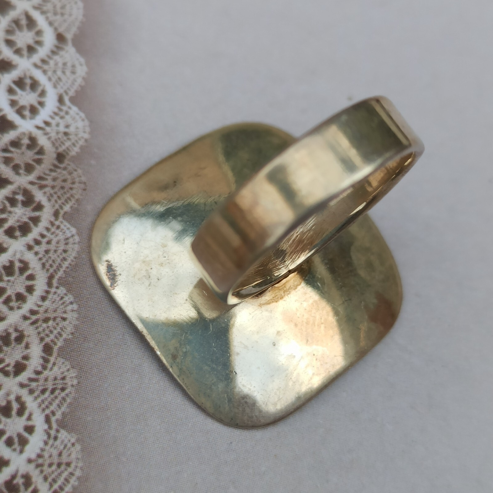 Artisan Silver Ring Modernist Square Engraved Sta… - image 15