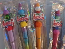 LOT OF 10 BEADED HAPPY BIRTHDAY PENS-GREAT FOR PARTIES