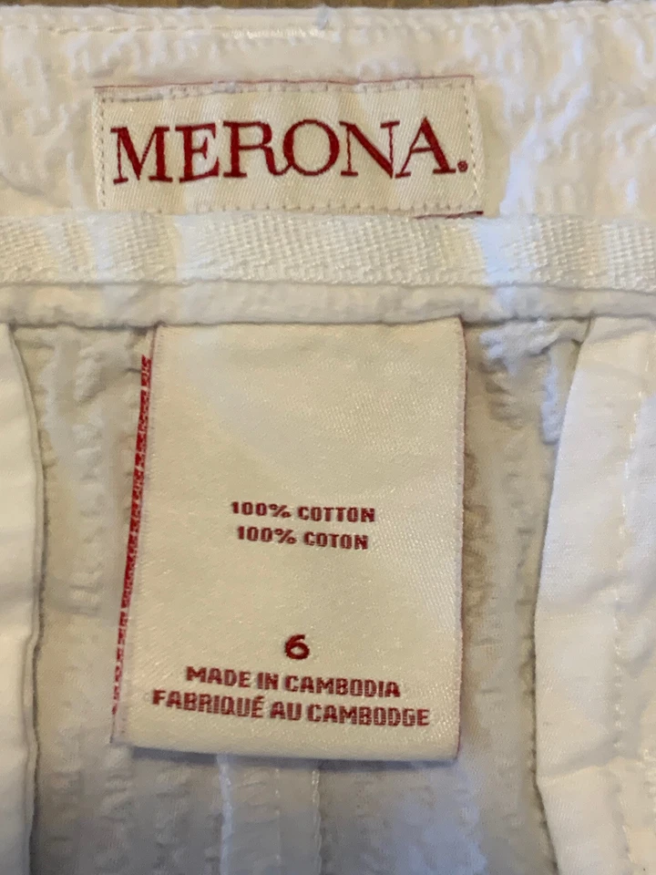 Женские белые шорты Merona с плоской передней частью 100% хлопок размер: 6 - Изображение 4 из 4