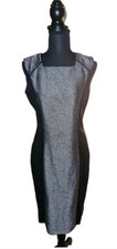 Ava & Aiden Women’s 6 Black/Silver Rayon, Poly Sheath Dress Lined Lamb Piping