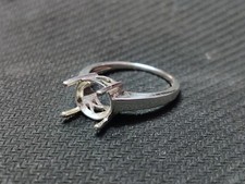 925 Sterling Silver Semi Mount Ring Setting 9 mm Round Shape Stone US All Sizes