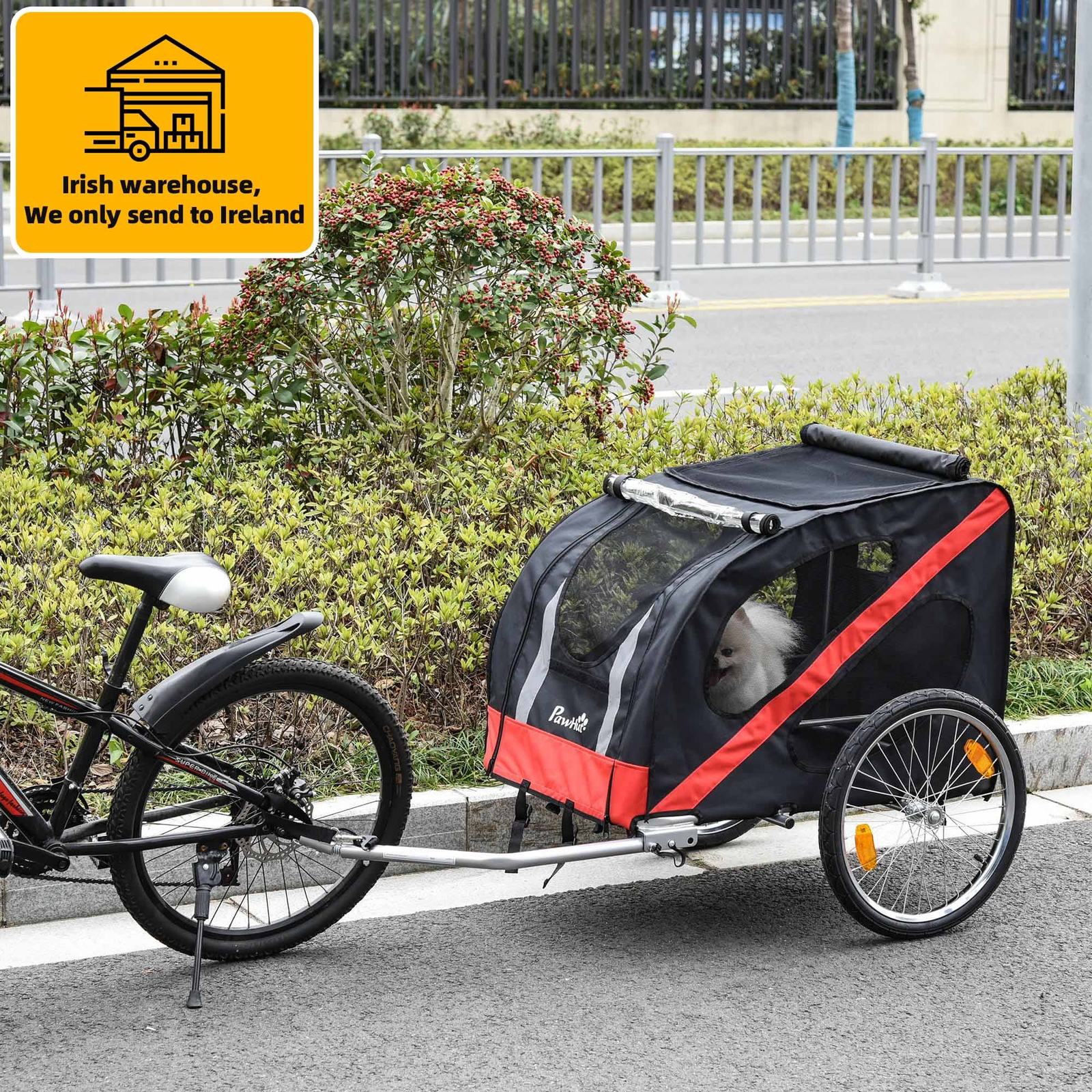 PawHut Dog Bike Trailer, Metal Pet Cart Carrier for Bicycle Kit, Black