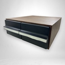 Vintage Cassette Tape Cabinet 2 Drawer Holder Wood Storage Case Holds 24