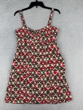 Patagonia Dress Womens 8 Red Brown Summertime Dress Rear Zip A-Line Knee Length