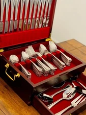 Wooden Silverware Chest W/O Silverware Double Layer Silverware Box Storage Case