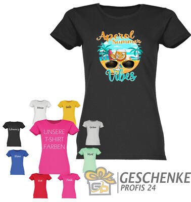 Damen T-Shirt Aperol Summer Vibes, Sprücheshirt, Girly, Funshirt, Gr. XS-3XL