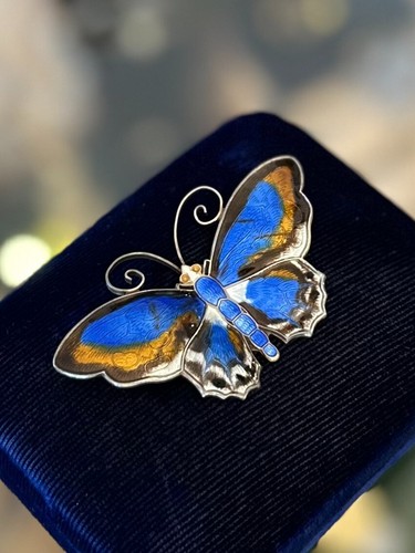 Vintage David Andersen Norway Sterling Silver & Glass Enamel Butterfly Brooch - Picture 3 of 7