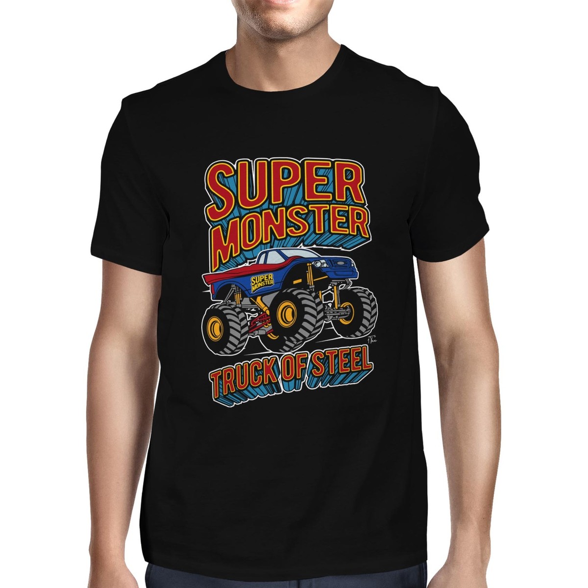 1Tee Mens Super monster, Truck of Steel T-Shirt