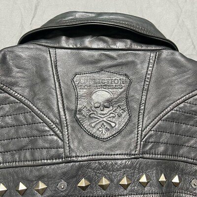 Affliction Y2K Black Leather Jacket Studded Limited Edition Mens