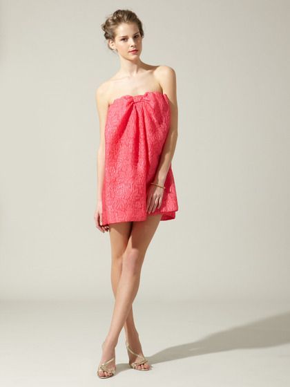 BCBG Maxazria Corozo Silk Textured Brocade Bow Front BCBG Maxazria Corozo Silk Textured Brocade Bow Front
