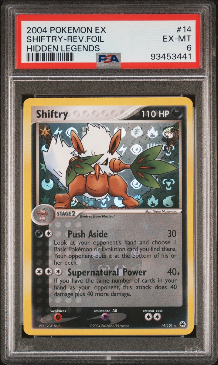 PSA 6 Shiftry Reverse Holo 14 2004 Pokemon Ex Hidden Legends Card