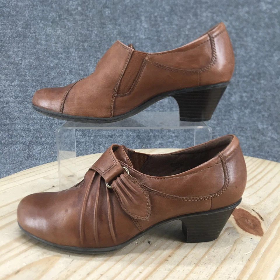 Earth Shoes Feminino 8 B Voyager Bomba Couro Marrom Salto Cone Conforto - Imagem 2 de 4