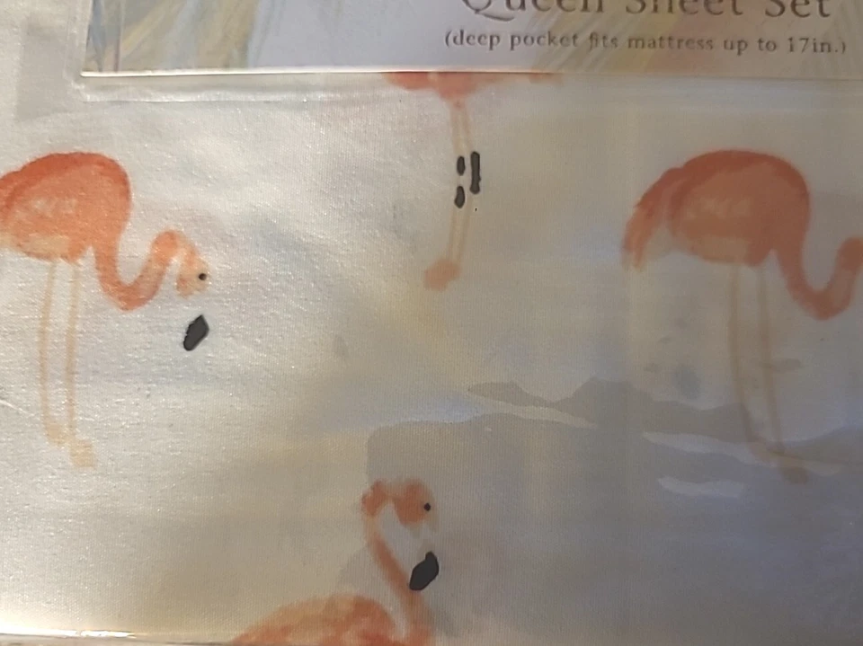 Nuevo Juego de Sábanas Panama Jack Flamingo Queen Colección Island Breeze Blanco Foto 2 de 3