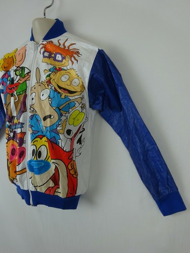 Vtg Nickelodeon 1995 Tyvek Jacket~ Rugrats/Rocko's Doug/ Ren & Stimpy ~ Youth L - Picture 4 of 8