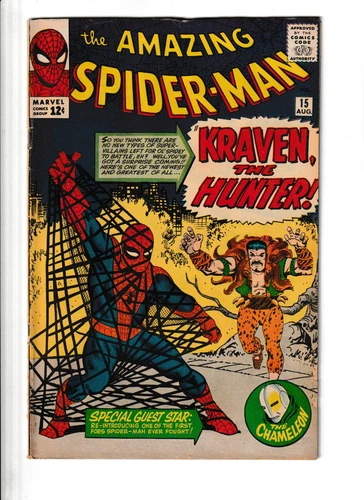 Vintage Marvel Comic Book Spider-Man No 15 Aug 1964 Chameleon Kraven