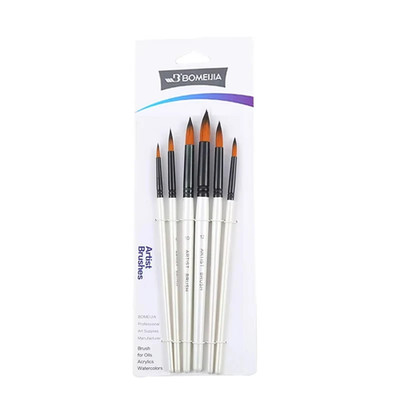 6Pcs/Set Artist Paint Brushes Two-Tone Nylon Tips Artist Paint Brush for Acryli