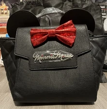 Bioworld Disney Minnie Mouse Ears Black Red Bow Convertible Backpack Bag-NWT