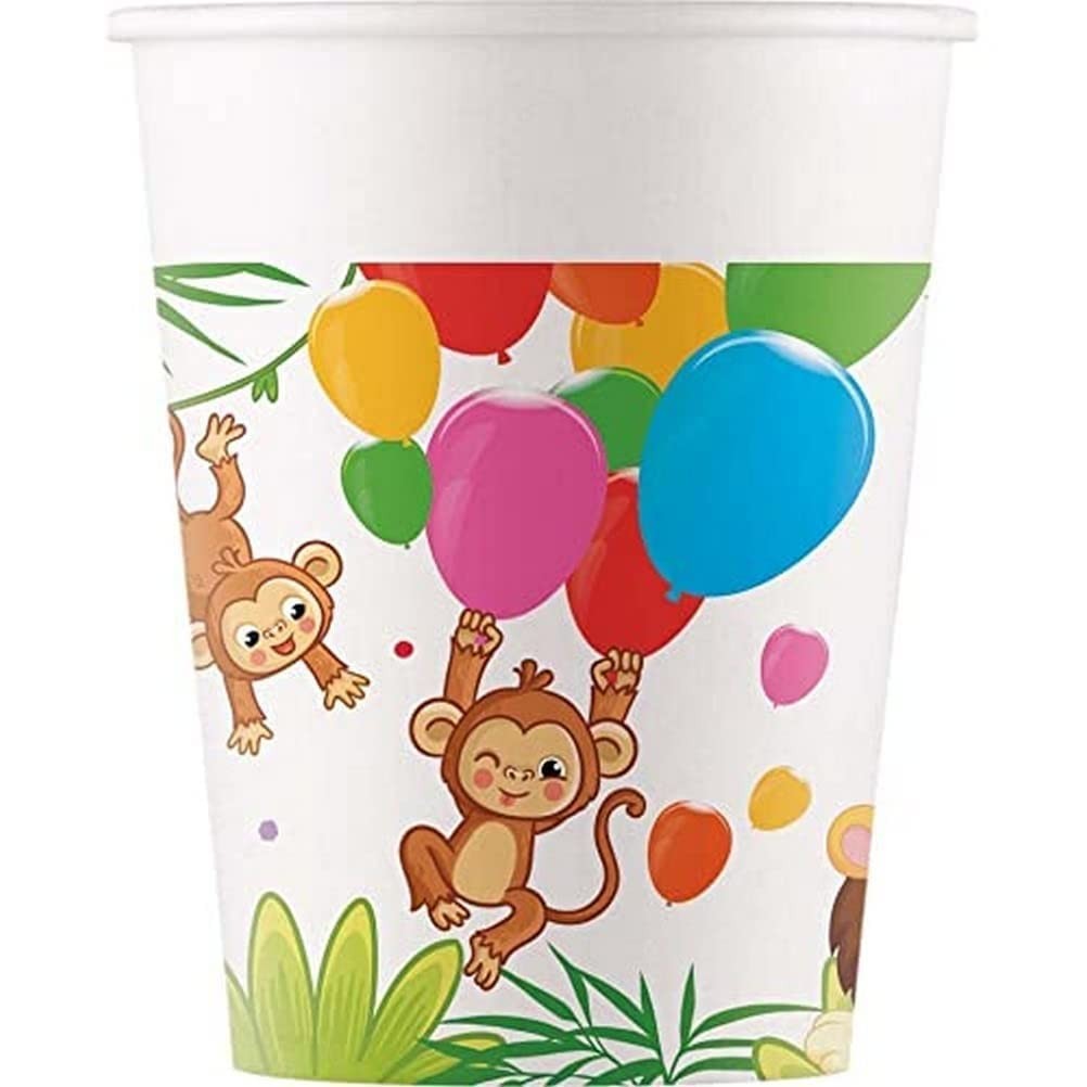 Procos 93781 Jungle Balloons Cups 200 ml Pack of 8 FSC  Mix Disposable Paper Cup