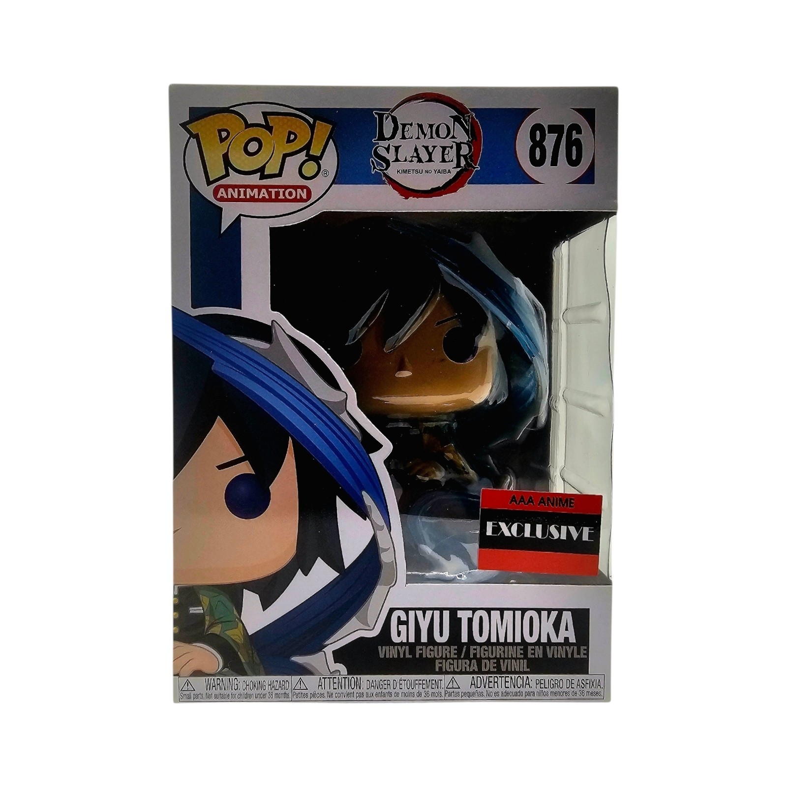 Demon Slayer Giyu Tomioka AAA Anime Exclusivo Funko Pop #876 con Protector