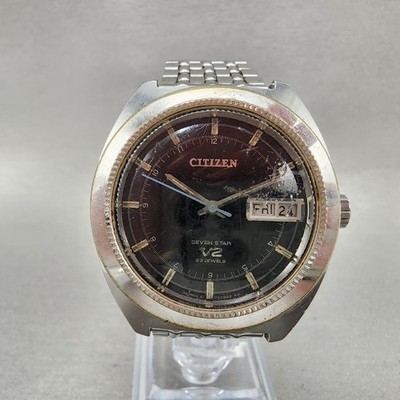 Citizen Seven Star V2 Watch Men 37mm Black Dial Silver Tone